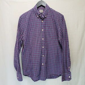 J Crew Shirt Mens M Plaid 100% Cotton Button-Down Long Sleeve Purple